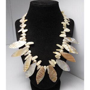 Mother Of Pearls & Baroque Shaped Freshwater Pearls 19.5" Necklace